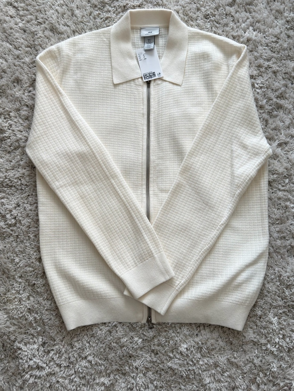 H&M Cream Zip-Front Men’s Sweater